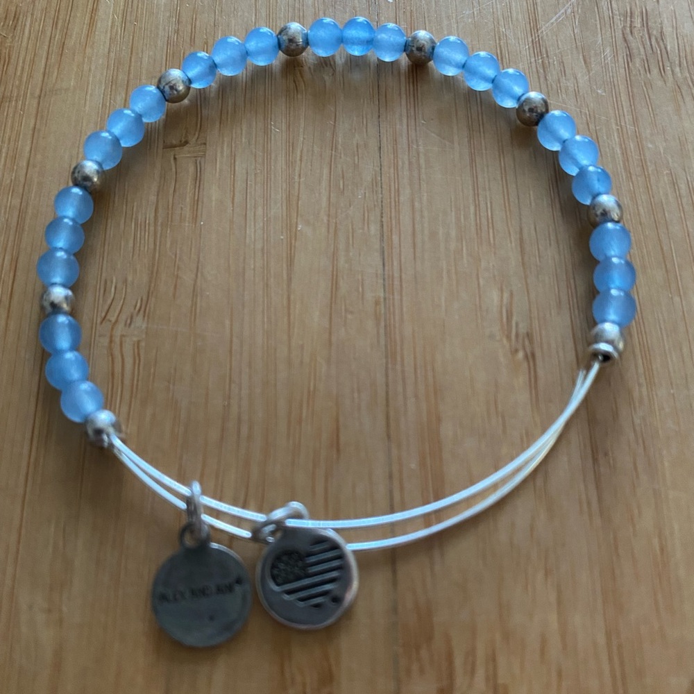 Brand New Alex and Ani Blue Beaded Bracelet in Rafaelian Silver